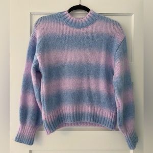 Mango Pastel Pink and Blue Striped Sweater